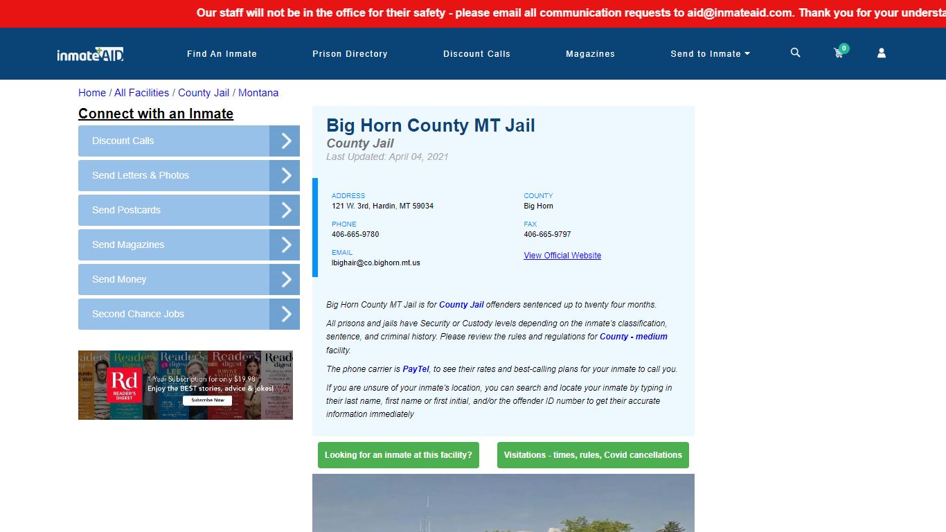 Big Horn County MT Jail - Inmate Locator - Hardin, MT